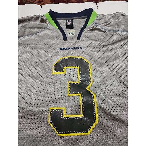 RUSSELL WILSON NIKE ON FIELD MENS SEATTLE SEAHAWKS GRAY ALT HOME JERSEY 48 - Picture 2 of 12
